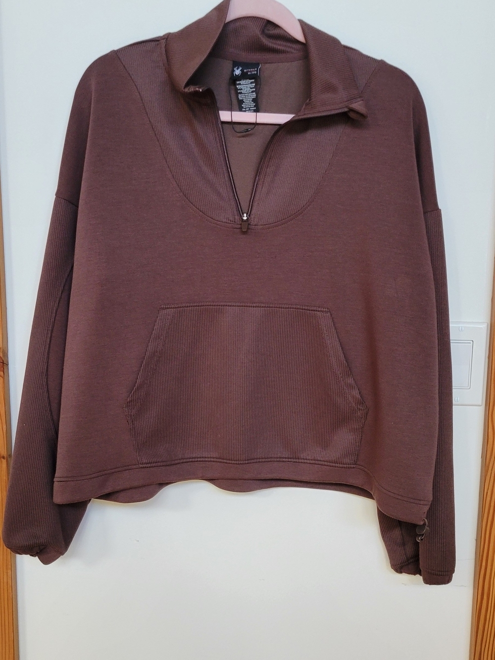 Spyder - BNWOT Cropped Brown Half-Zip Pullover Sweatshirt